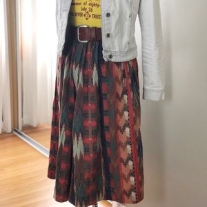 Vintage Southwest style pattern midi skirt